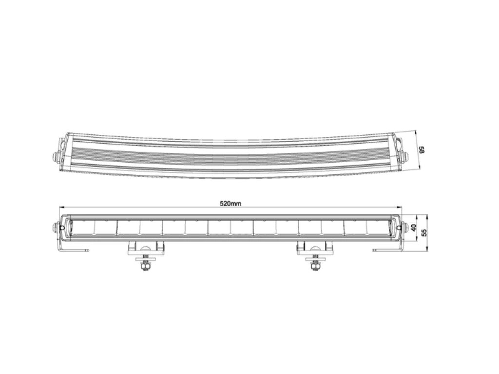 ignite 14 led driving lamp curved lightbar driving beam 9-36v 98w 8,800lmns
