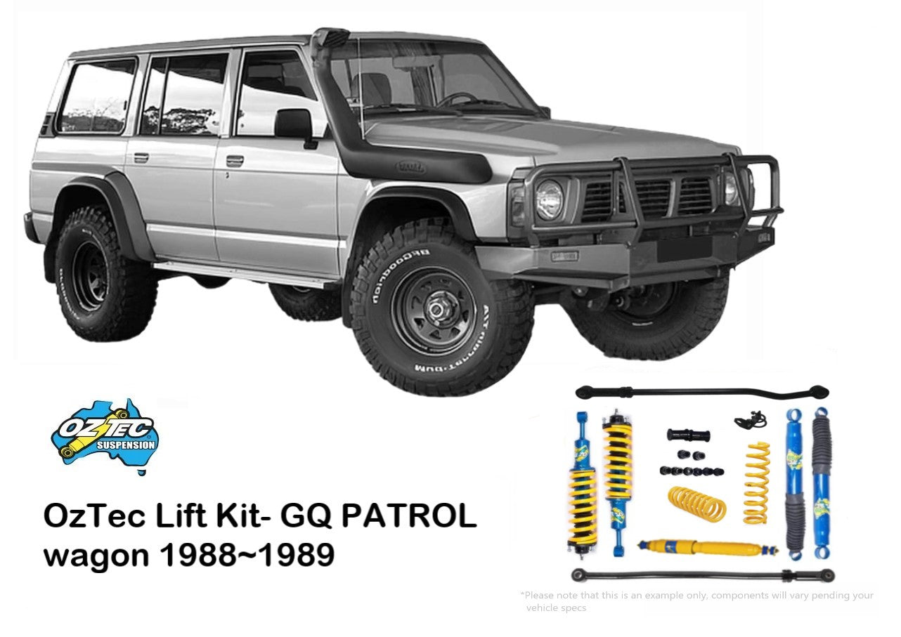 OZTEC Lift Kit for NISSAN GQ Patrol LWB (WAGON) 4.2L- 1988-1989 with panhard rods, castor correction and steering damper