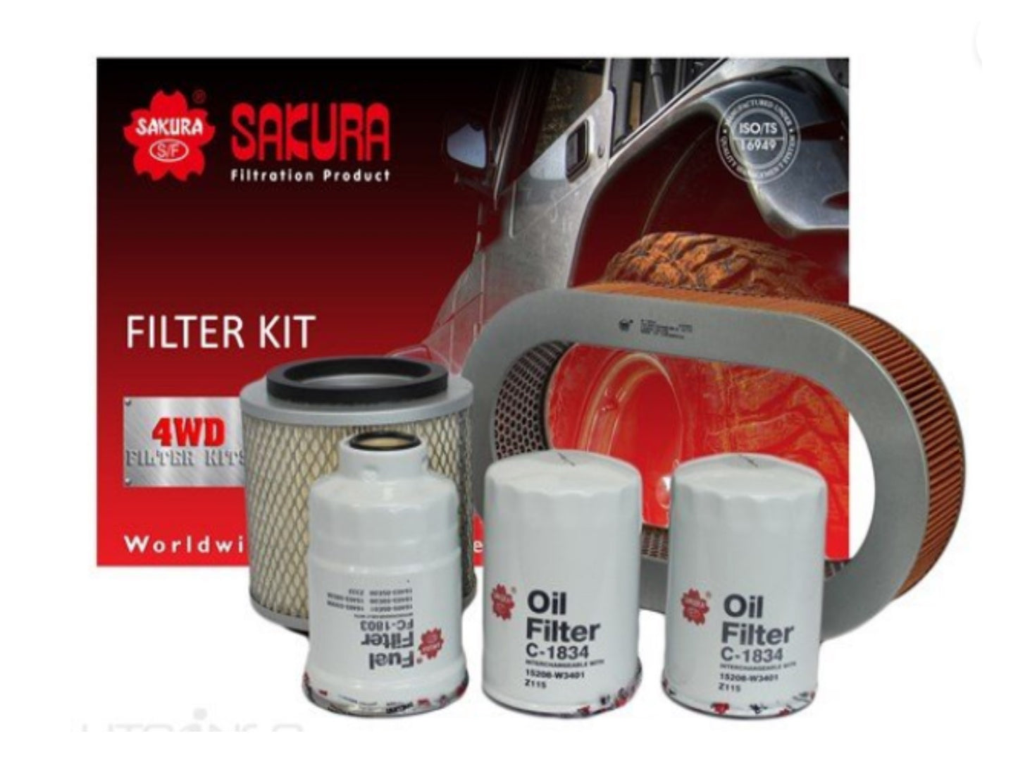 Sakura 4WD Filter Kit for Nissan Patrol GQ TD42 4.2L diesel turbo 1988-1999 K-18260