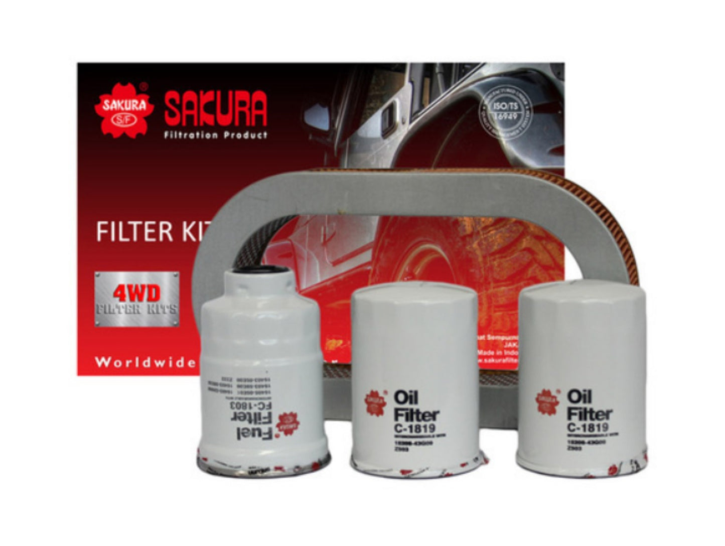 Sakura 4WD Filter Kit for Nissan Patrol GU TD42 4.2L diesel 02.2000-2003 K-18290