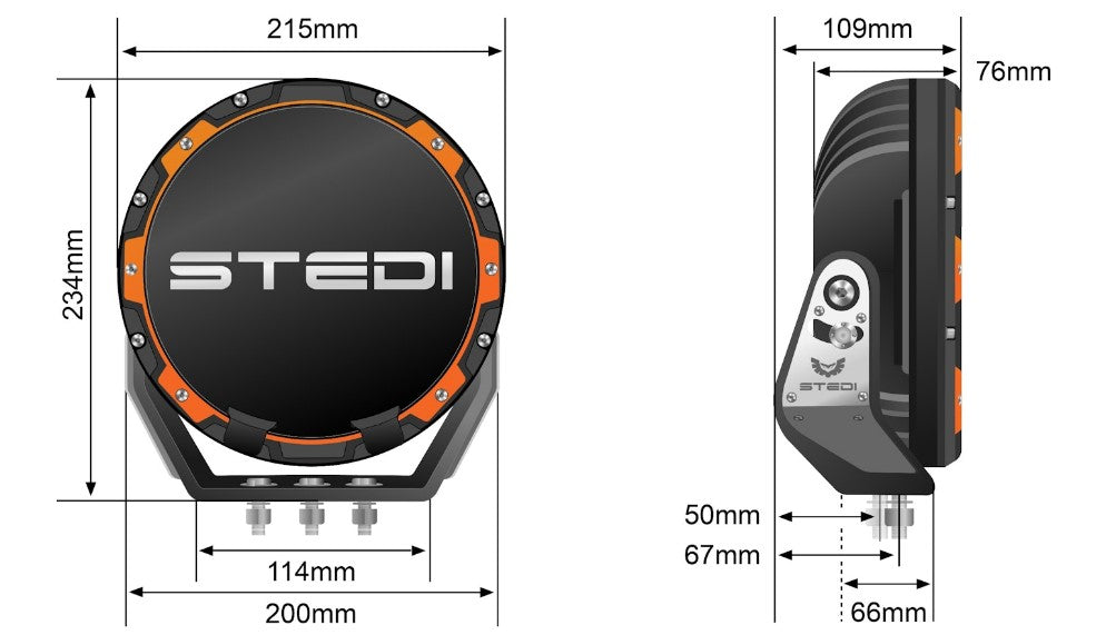 STEDI- Type X pro 215mm LED round driving light set LEDTYPE-X-PRO